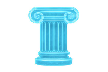 Obraz premium Glowing blue ionic column hologram projecting ancient greek architecture and technology with transparent background
