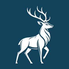 unique deer circular logo design icon, deer head circular icon, geometric deer logo concept, rain deer illustration
