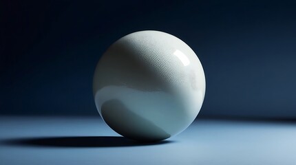 A ball with a subtle glossy finish and intricate texture, placed on a deep blue gradient background that transitions from a rich navy at the top to a softer sky blue at the bottom.