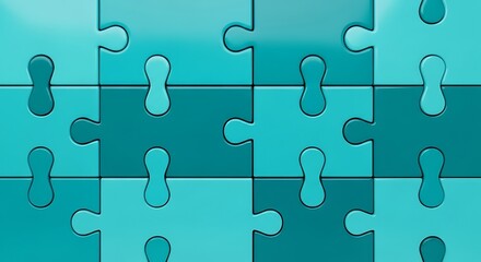 A teal jigsaw puzzle pattern with interlocking pieces, creating a sense of unity, connection, and problemsolving, and a visually appealing background