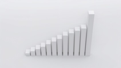 3D white bar graph showing upward trend and business growth