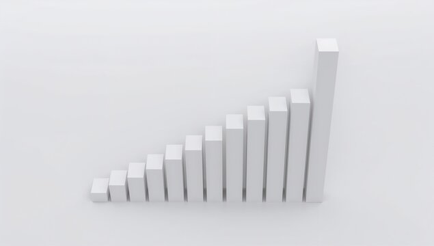 3D white bar graph showing upward trend and business growth - Powered by Adobe