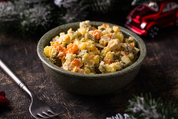 Traditional New Year russian salad Olivier
