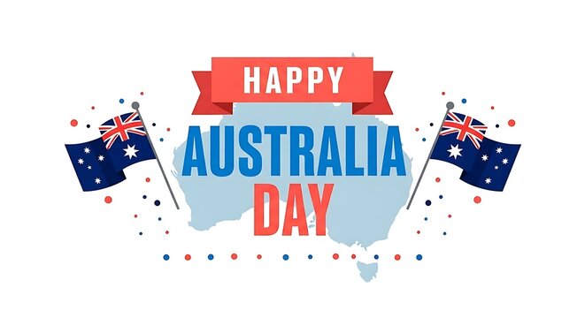 Celebrate australia day with flags and a map, isolated on white background for a festive and patriotic occasion of national pride