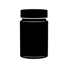 Pill bottle silhouette illustration on white background Vector, illustration