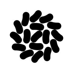 Black bean-shaped abstract forms cluster on white background Vector, illustration