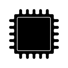 Microchip icon silhouette digital processor computing unit Vector, illustration