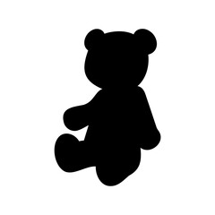 Sitting teddy bear silhouette, black graphic icon on white Vector, illustration