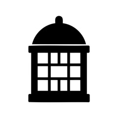 Classic black birdcage or lantern silhouette icon isolated Vector, illustration