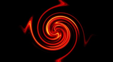 A mesmerizing vortex of fiery red and orange light swirls against a stark black backdrop, creating a dynamic and captivating abstract design element