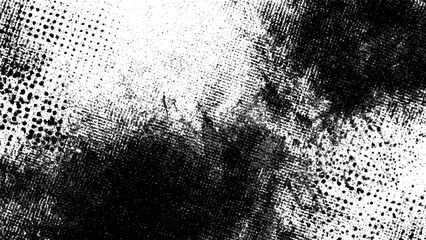 Abstract black and white grunge texture with dotted halftone effect