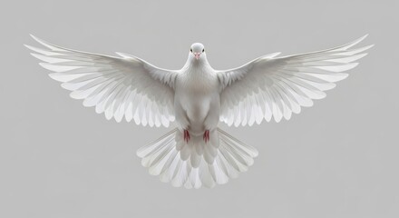 Fototapeta premium Front View of White Bird Flying with Wide Wingspan Isolated