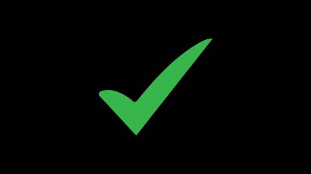 "Yes" and correct answer symbol, animated as an approved tick mark.
