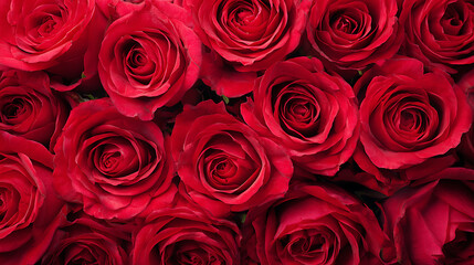 A vibrant array of blooming red roses creating a romantic backdrop of passion and beauty