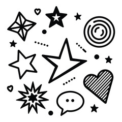  Doodle style set of stars vector pattern illustration for holiday celebration card design