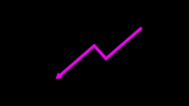 Downward Zigzag arrow animation with on black background, zigzag arrow pointing downward.