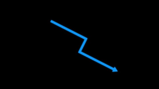 Downward Zigzag arrow animation with on black background, zigzag arrow pointing downward.