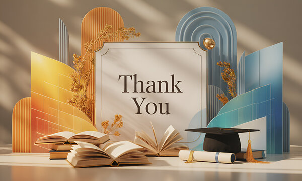 Expressing Gratitude for Graduation Success with Elegant Academic Display and Thank You Message Perfect for Education and Achievement Celebrations