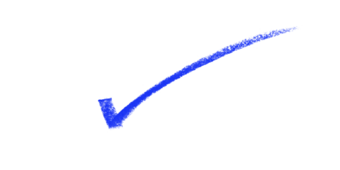 Blue Tick Brush Stroke on Black Confirmation Approval Checkmark Symbol Design Element on transparent background