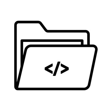 Open Source Icon depicting a folder with code symbols inside  