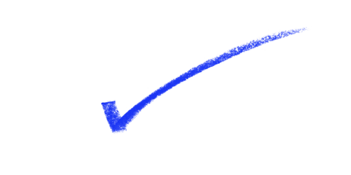 Blue Tick Brush Stroke on Black Confirmation Approval Checkmark Symbol Design Element on transparent background