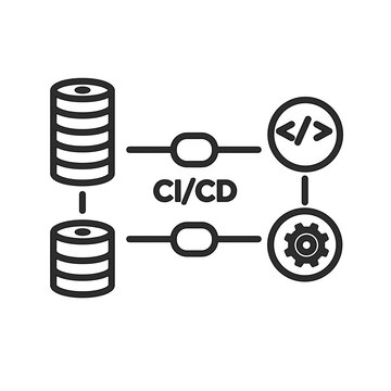 CI/CD Pipeline Icon depicting data flow and automation process  