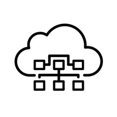 Serverless Architecture Icon in minimalist design with cloud background  