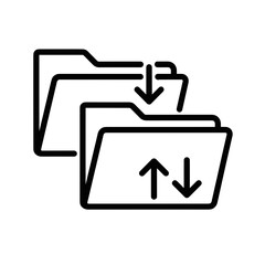 Version Control Icon with folders and arrows representing data transfer  