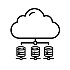 Cloud Infrastructure Icon depicting data storage systems in network  