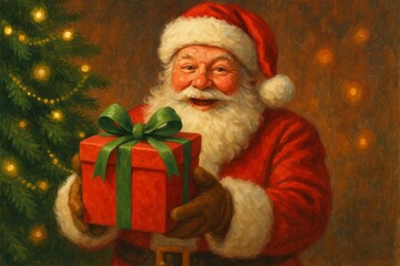 Christmas gift delivered from Santa Claus festive holiday present concept