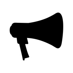 Black megaphone silhouette for public address, message Vector, illustration