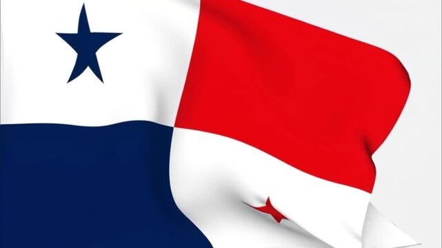 Panama&rsquo;s national flag in soft motion, featuring its iconic white, red, and blue quadrants with star symbols