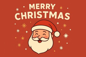 Merry Christmas flat vector illustration with Santa Claus head smiling ideal for banner or greeting card