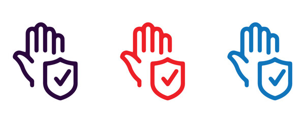 Obraz premium Hands with Shields Representing Protection and Safety in Multiple Colors, Great for Security or Healthcare Concepts, Ensuring Safety and Trust