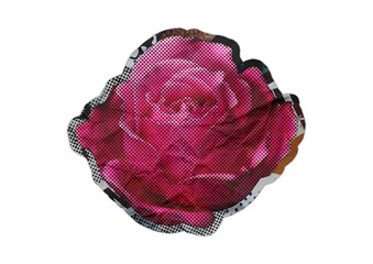 Pop Art Pink Rose Sticker with Halftone Effect