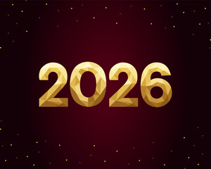 Golden Polygonal 2026 on Dark Red Festive Background