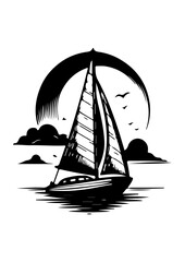 Sailboat at Sunset/Sunrise Graphic