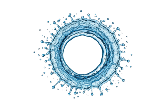 Elegant arc of water frozen in time, showcasing its smooth texture and dynamic form against a white backdrop, isolated on transparent background, perfect for conveying purity and refreshment