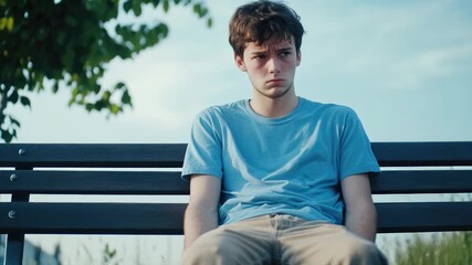 A young person resting on a wooden seat, great for s of relaxation or contemplation - Powered by Adobe