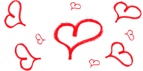 Red Heart Outlines Valentine s Day Backgrounds Love and Romance Graphic Design Element Simple on transparent background