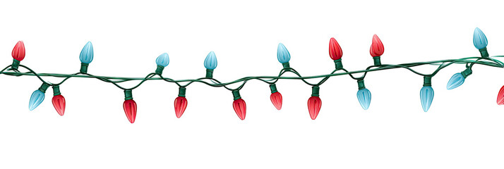 String of red and blue Christmas lights