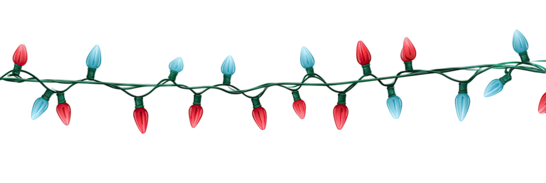 String of red and blue Christmas lights