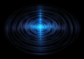 Concentric blue light rings emanate from a bright center against black.