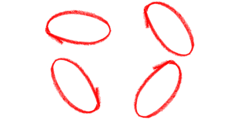 Four Red Grunge Arrow Circles Rotating Sketch Arrows Hand Drawn Arrows Design Element Arrows on Transparent Background