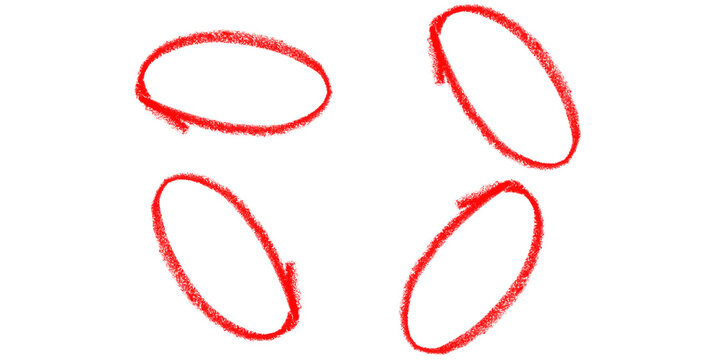 Four Red Grunge Arrow Circles Rotating Sketch Arrows Hand Drawn Arrows Design Element Arrows on Transparent Background