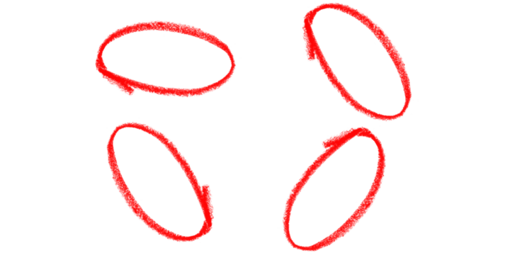 Four Red Grunge Arrow Circles Rotating Sketch Arrows Hand Drawn Arrows Design Element Arrows on Transparent Background