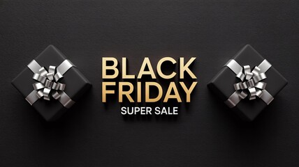 Luxury Black Friday super sale event with elegant gift boxes