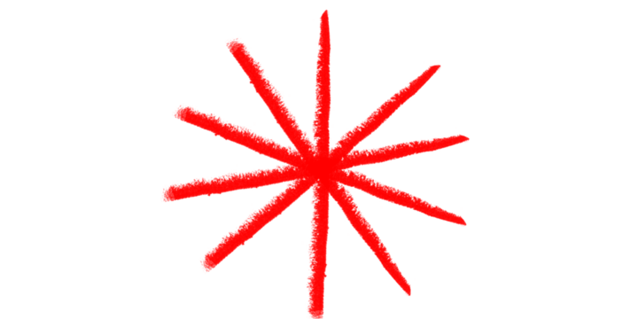 Vibrant Crimson Starburst on Midnight Canvas Energetic Sparkle Design Element Radial Symmetry on transparent background