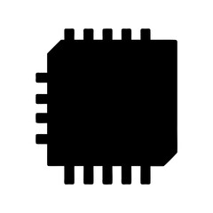 Integrated circuit (ic) processor chip black silhouette Vector, illustration