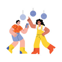 Naklejka premium Friends Dancing at New Year Party Vector Illustration EPS 10 File